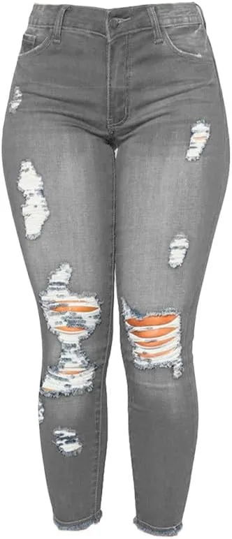 

Andongnywell женские джинсы с низкой посадкой, рваные, укороченные, distressed, slim fit, эластичные, skinny