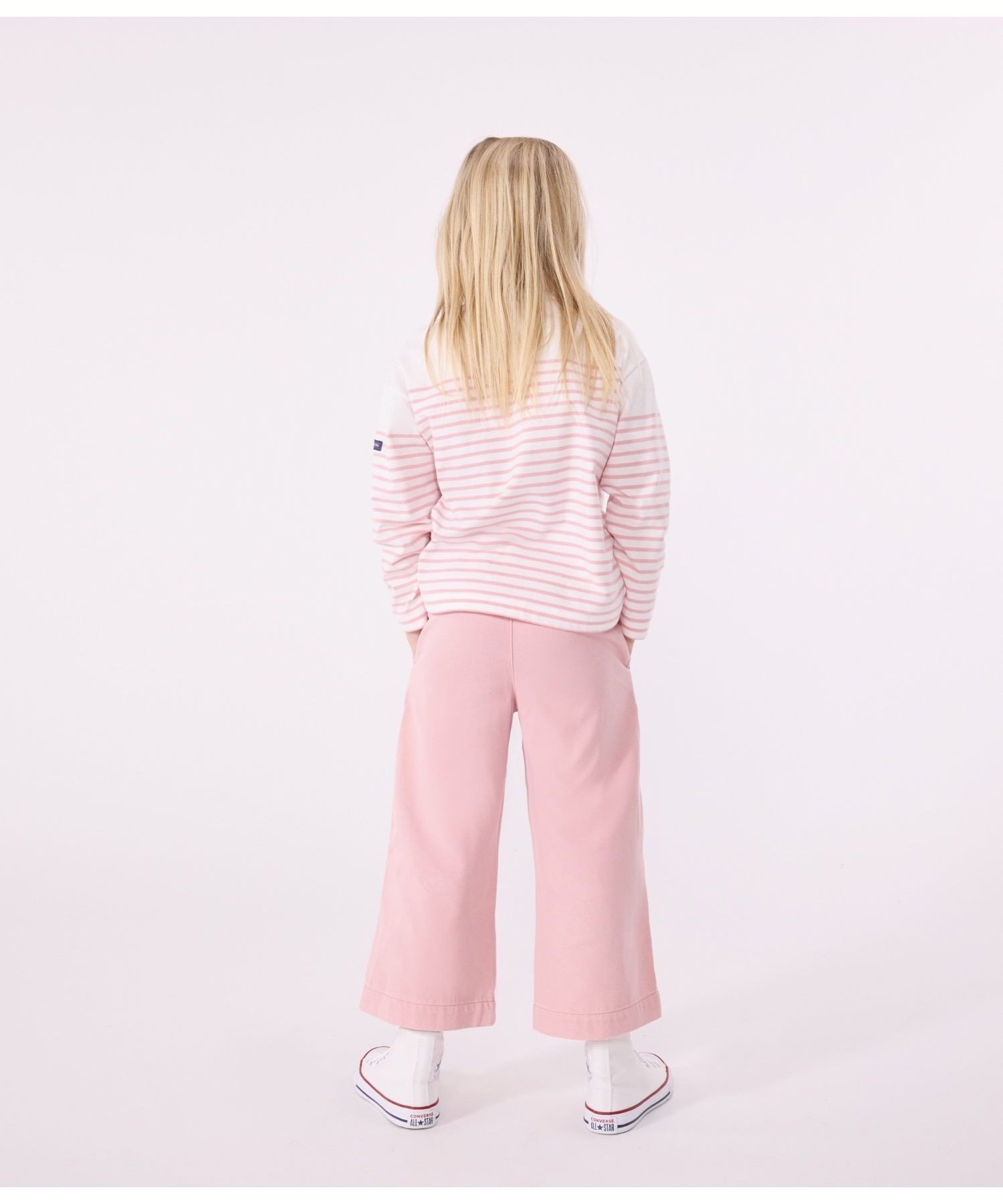 Толстовка Мариньер, крой и пошив Petit Bateau, Off-white/Light pink — фото 3