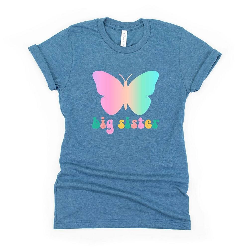 

Футболка с короткими рукавами и рисунком для малышей Big Sister Butterfly The Juniper Shop, цвет Teal
