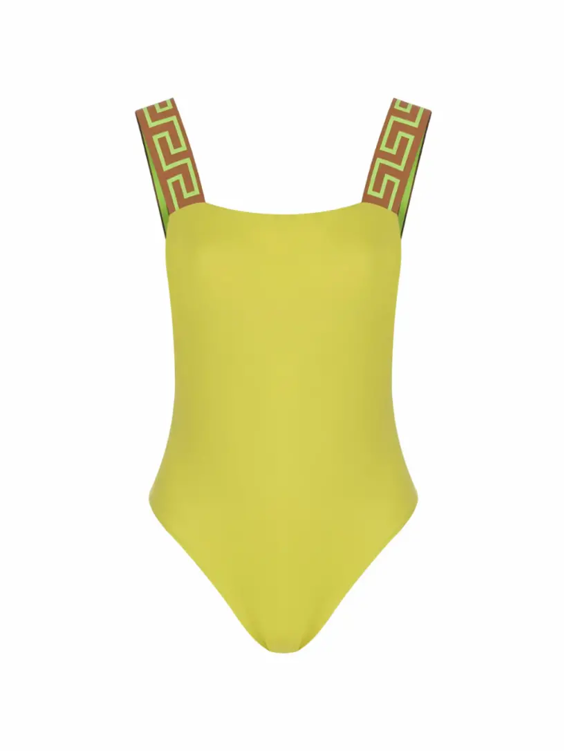 

Слитный купальник с узором Greca Versace, жёлтый