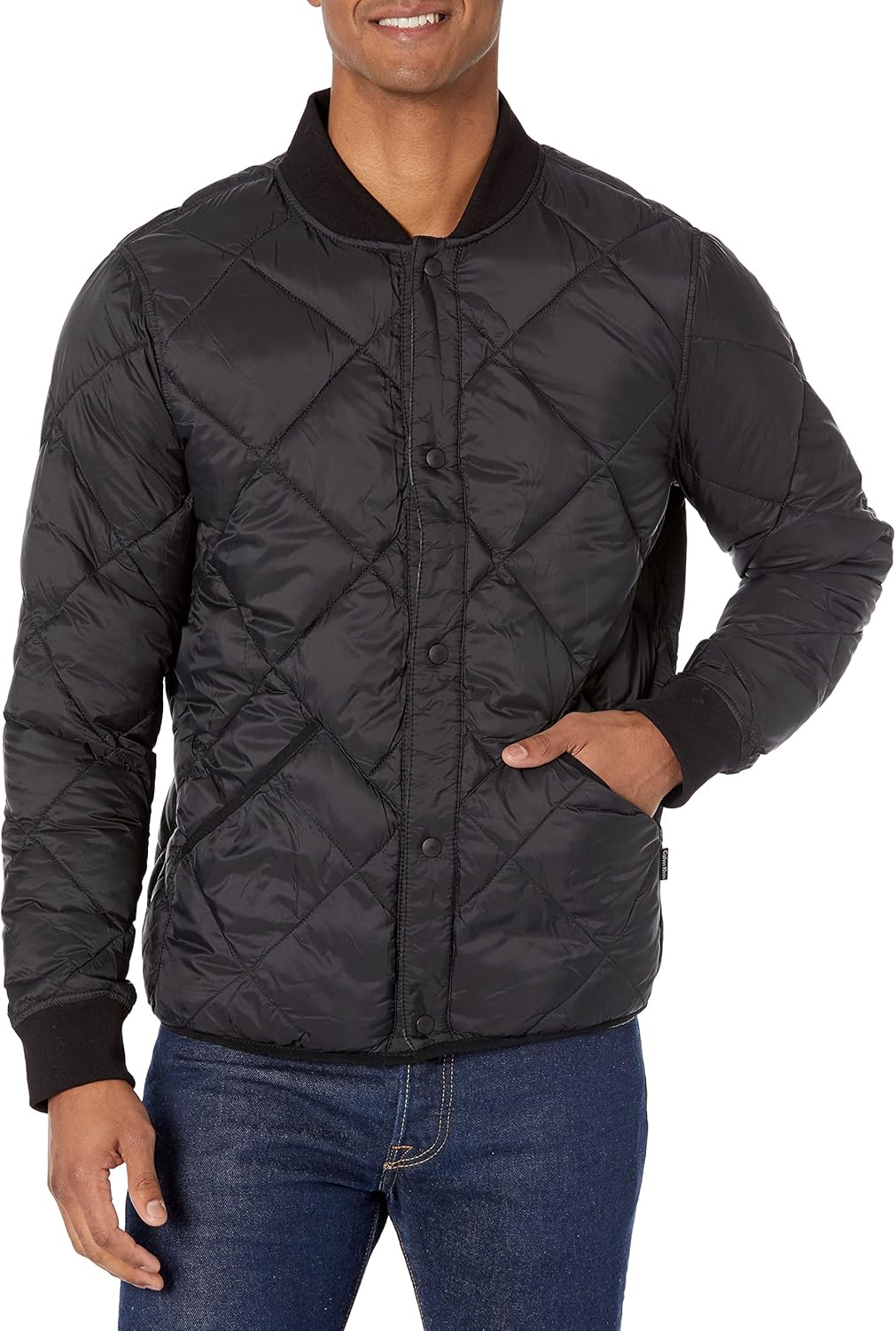 

Мужская двусторонняя стеганая куртка Calvin Klein с ромбовидным узором, Reversible Black