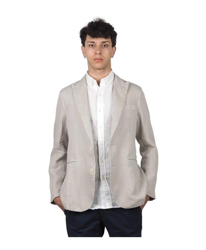 

Бежевая льняная летняя куртка At.P.Co, серый