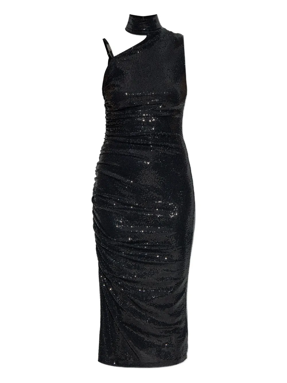 

Платье с высоким воротом, расшитое пайетками Versace Jeans Couture, черный