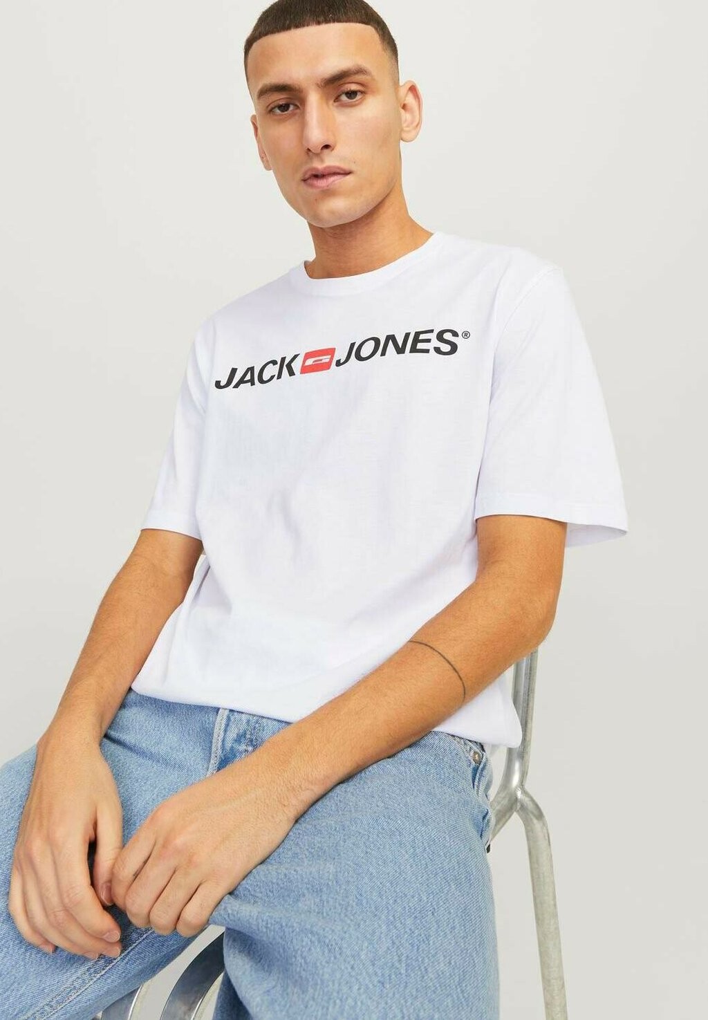 

Футболка с принтом RUNDHALS 3ER PACK Jack & Jones, серый
