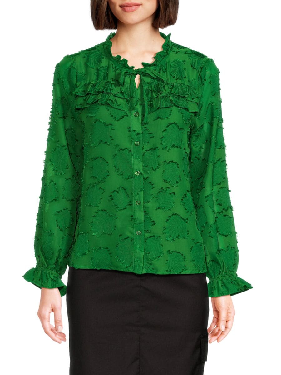 

Блузка с текстурированными оборками Saks Fifth Avenue, цвет Spruce