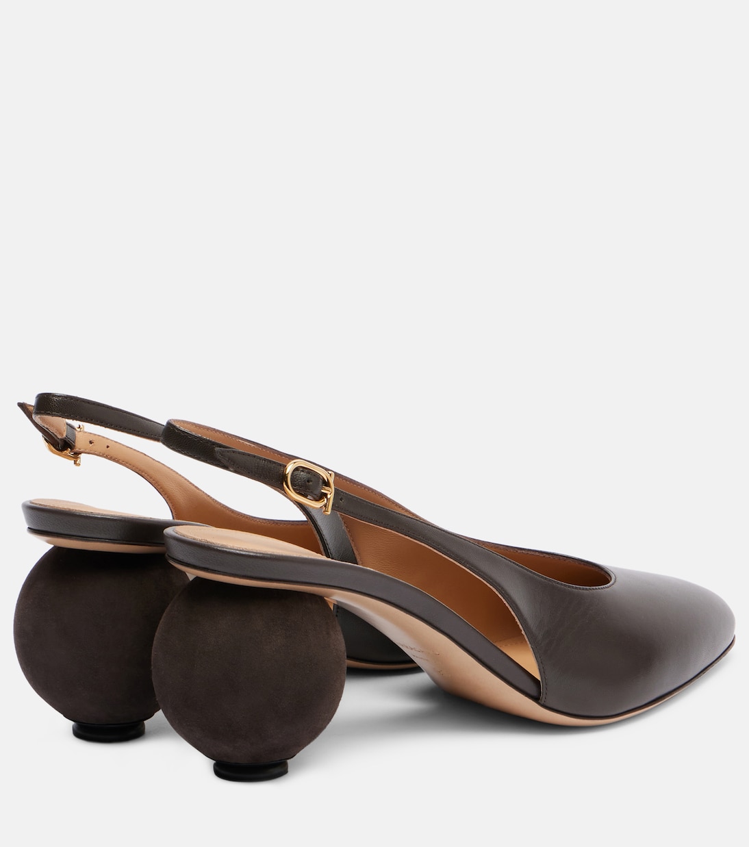 Кожаные туфли-лодочки Tessie 70 с открытой пяткой Ferragamo, Testa Di Moro — фото 2