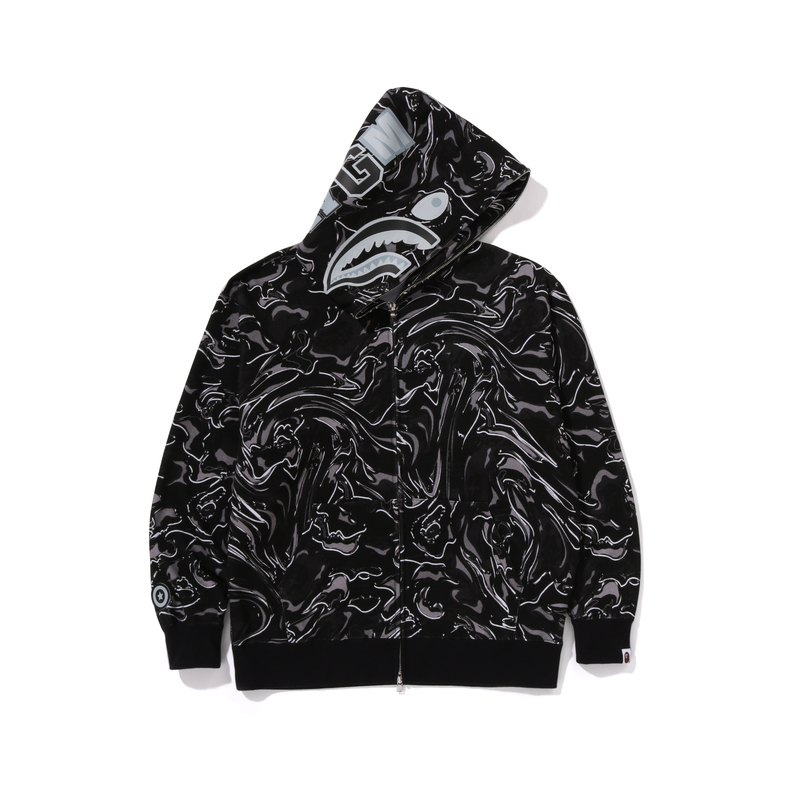 Bape Marbling Camo Shark худи свободного кроя на молнии A BATHING APE, оранжевый orx — фото 4