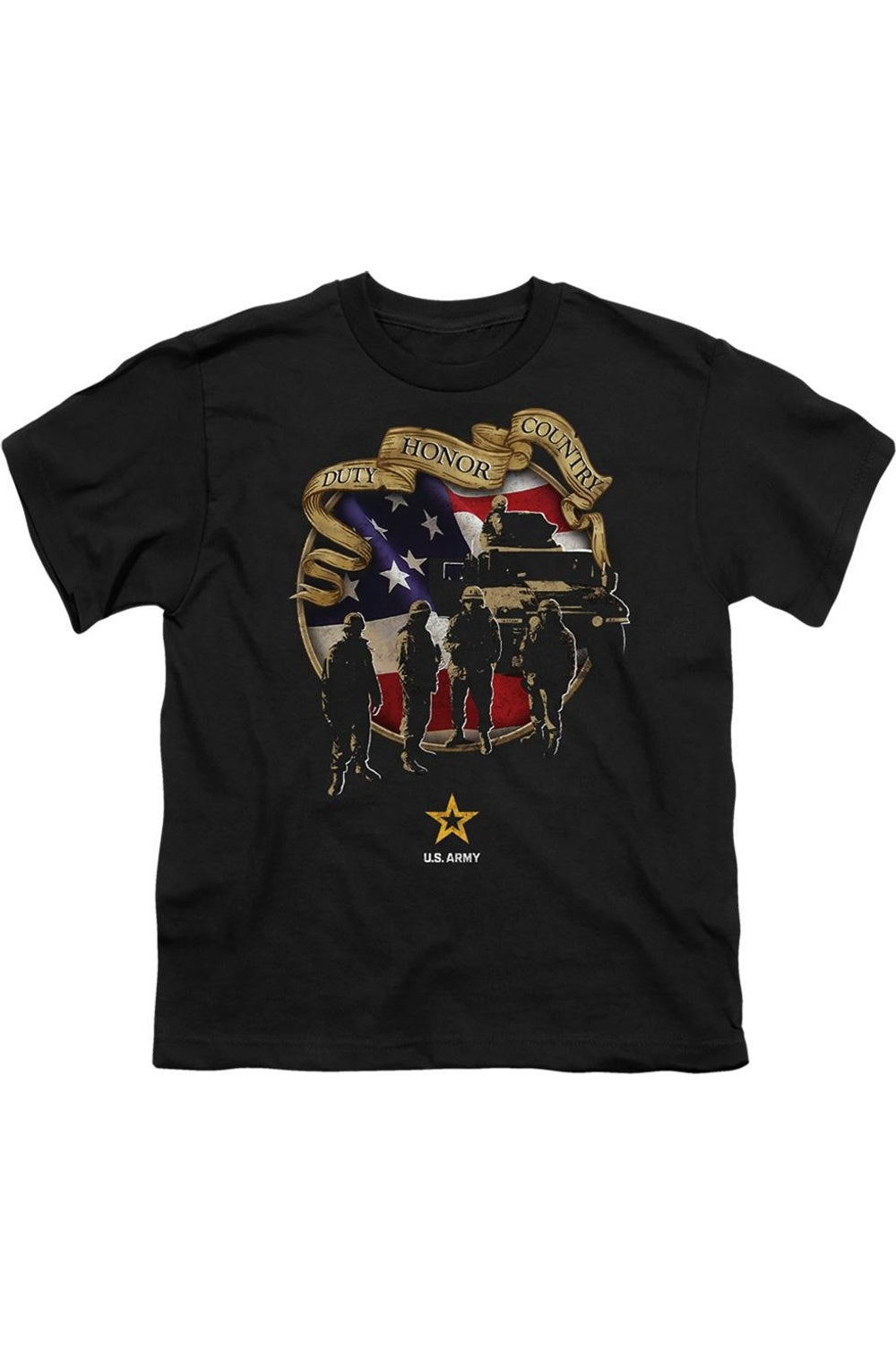 

Футболка U.S. ARMY с коротким рукавом для детей "Долг, Честь, Родина" Gildan, черный