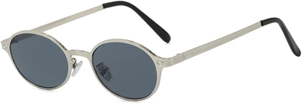 

Солнцезащитные очки с защитой UV400 | Маленькая овальная металлическая оправа в стиле панк | Для женщин и мужчин | Для занятий спортом на открытом воздухе и вождения DSVIGF, Silver Gray