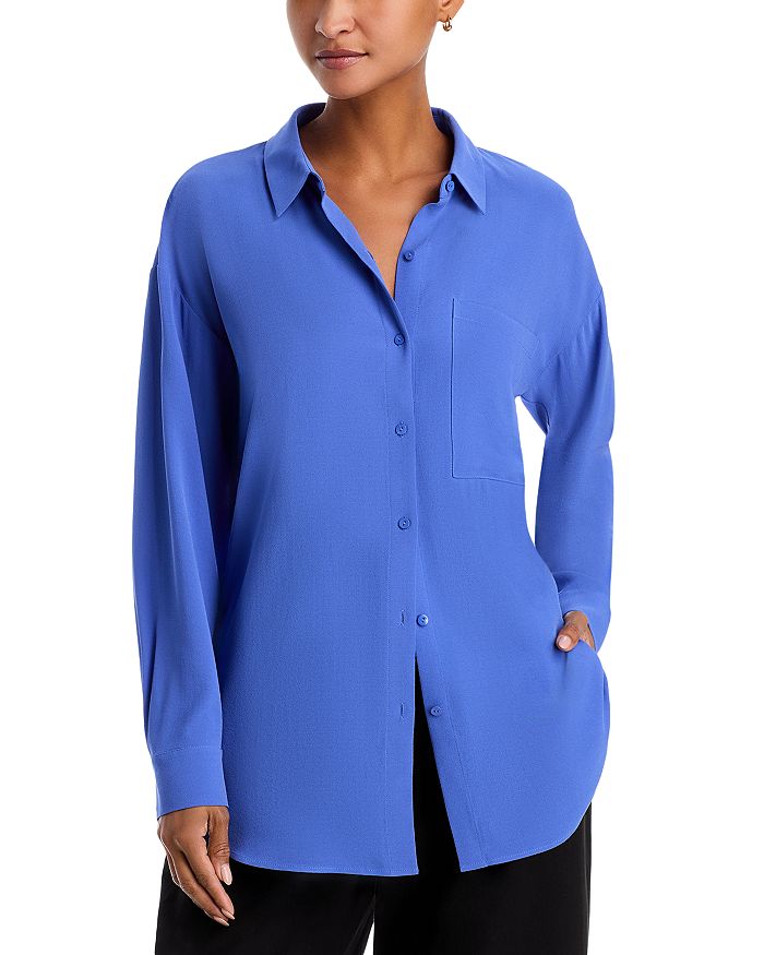

Шелковая рубашка Eileen Fisher, синий
