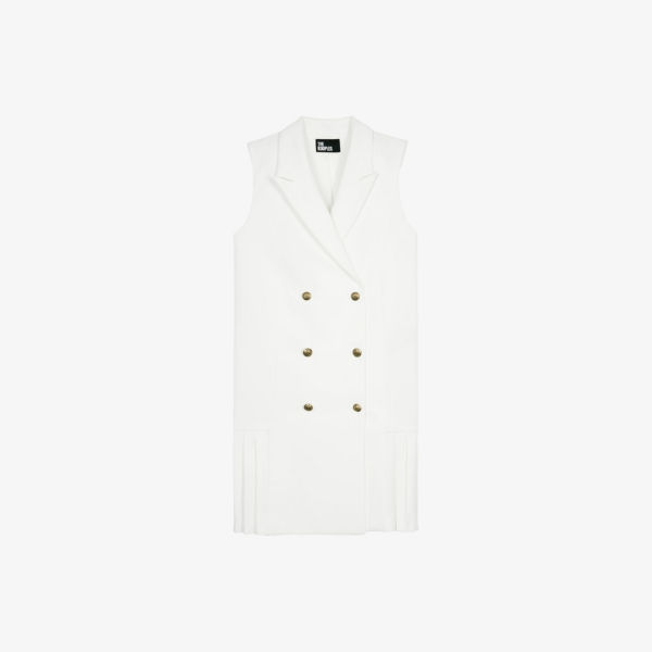 

Двубортное плиссированное платье из ткани The Kooples, белый