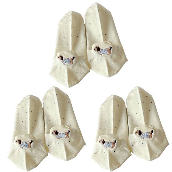 

Женские носки-невидимки с вышивкой в виде собаки, 3 пары, мягкая вязка, низкий вырез Anna-Kaci, Yellow