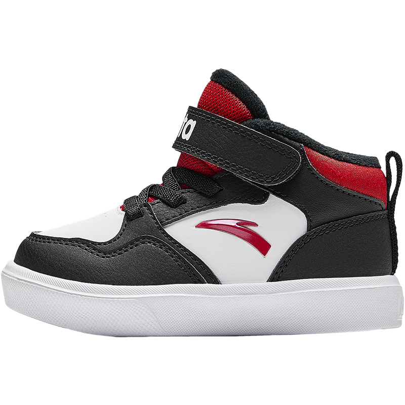 Легкие амортизирующие утепленные кроссовки mid top для малышей white black Antakids, айвори белый/красный-2 — фото 3
