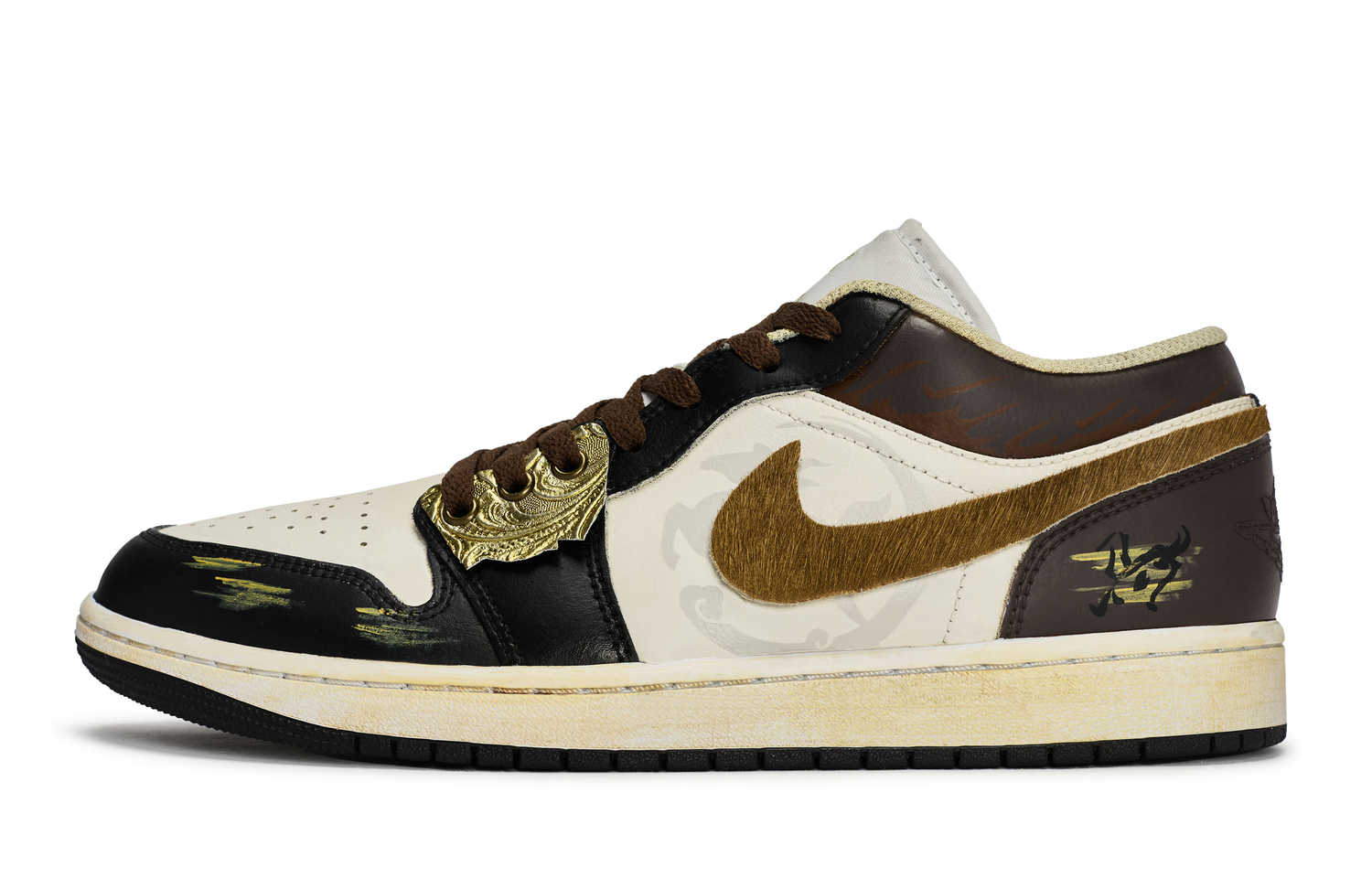 

Air 1 811 Manufacturing, Umber Mane Flying лёгкие низкие винтажные баскетбольные кроссовки мужские Jordan, черный золотой коричневый