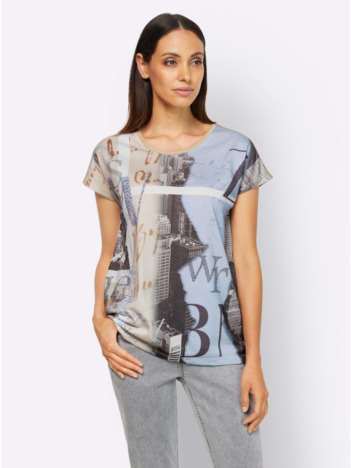 

Рубашка с короткими рукавами с принтом цвета экрю Heine