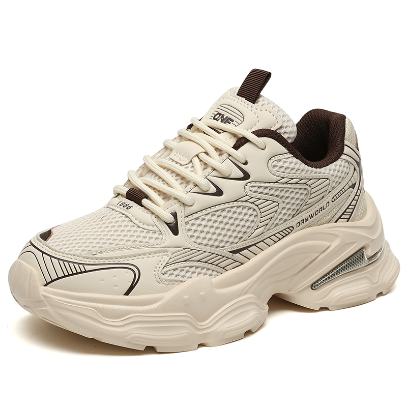 

DRYWORLD Амортизирующие дышащие низкие массивные кроссовки унисекс бежево-коричневые, цвет Beige Brown