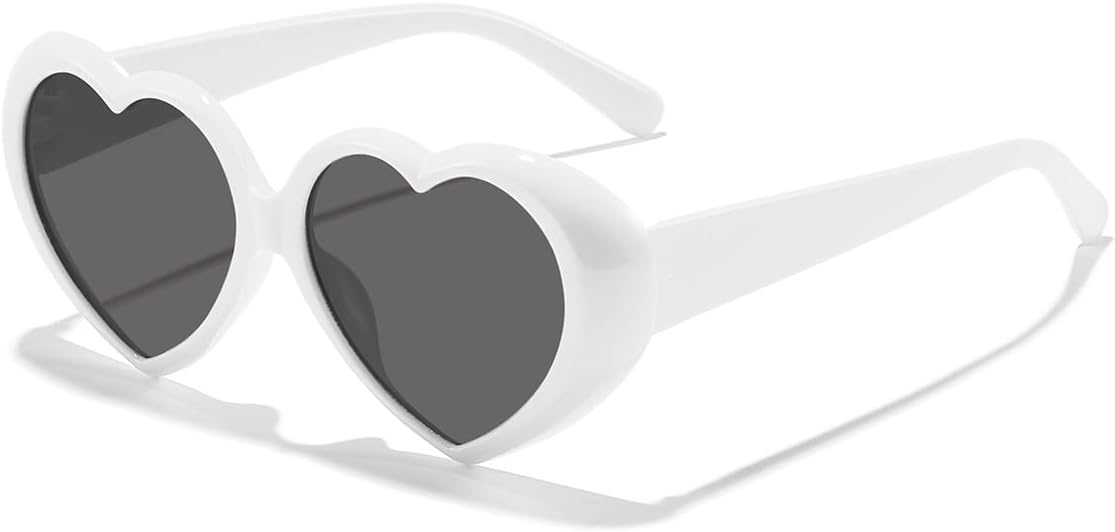 

Солнцезащитные очки для мужчин и женщин - защита UV400 - маленькая оправа с цветными линзами в форме сердечка, для занятий спортом на открытом воздухе и вождения QWBSER, 5