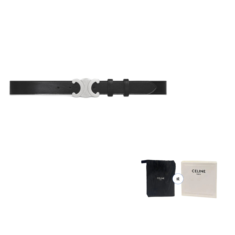 

Большой ремень Triomphe из винтажной телячьей кожи CELINE, черный