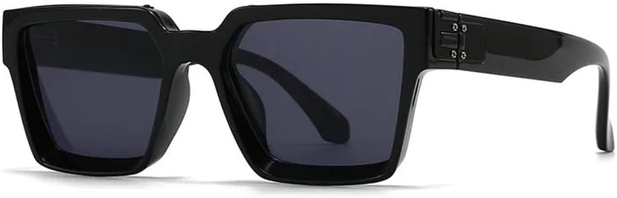 

Классические винтажные квадратные солнцезащитные очки с заклепками для женщин и мужчин, популярные роскошные солнцезащитные очки в стиле панк, очки для активного отдыха и вождения HYYZZC, Black Black Black