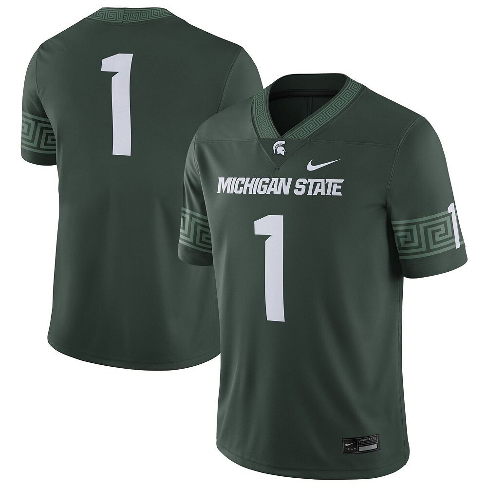 Мужское джерси Nike #1 Green Michigan State Spartans Football Game, цвет Msu Green — фото 2