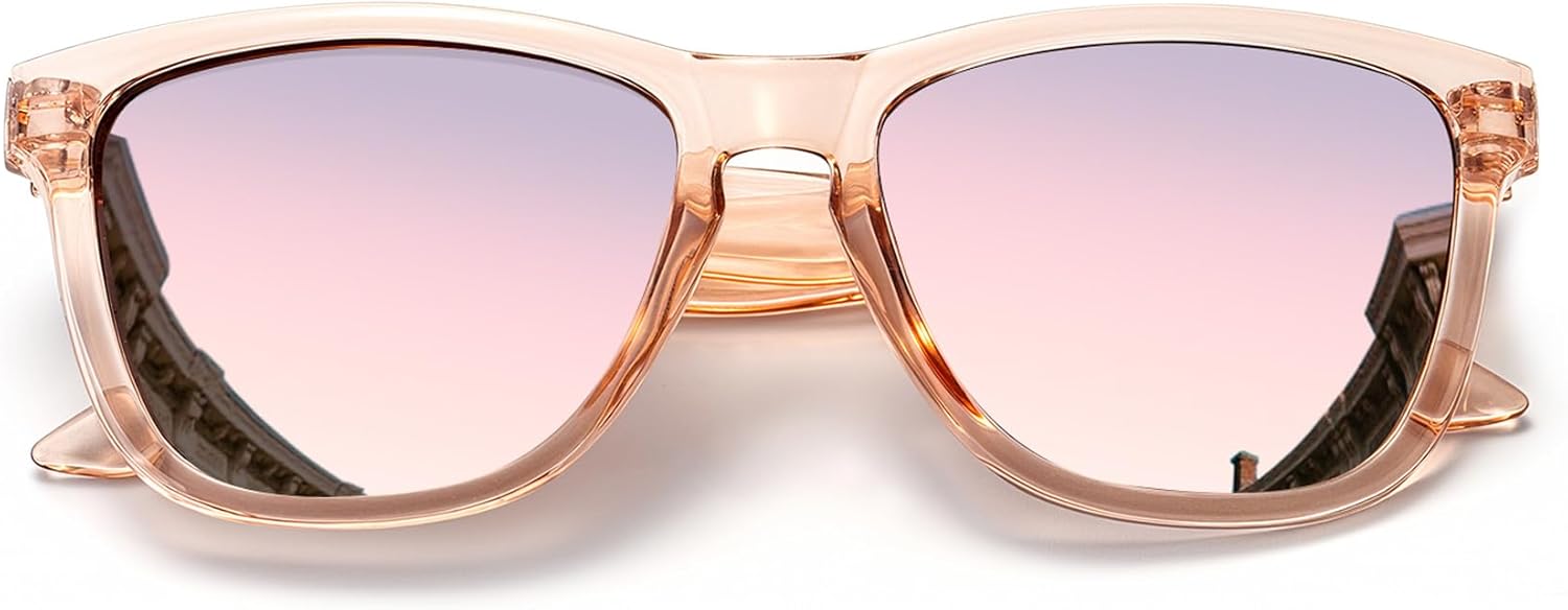 

Солнцезащитные очки KALIYADI для женщин, поляризованные: ретро-стиль, модные солнцезащитные очки с защитой UV400 для путешествий и вождения, A09-transparent Tea Frame Pink