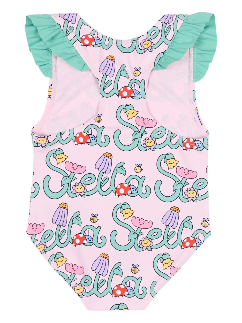 Слитный купальник с принтом логотипа Stella Mccartney Kids, розовый — фото 2
