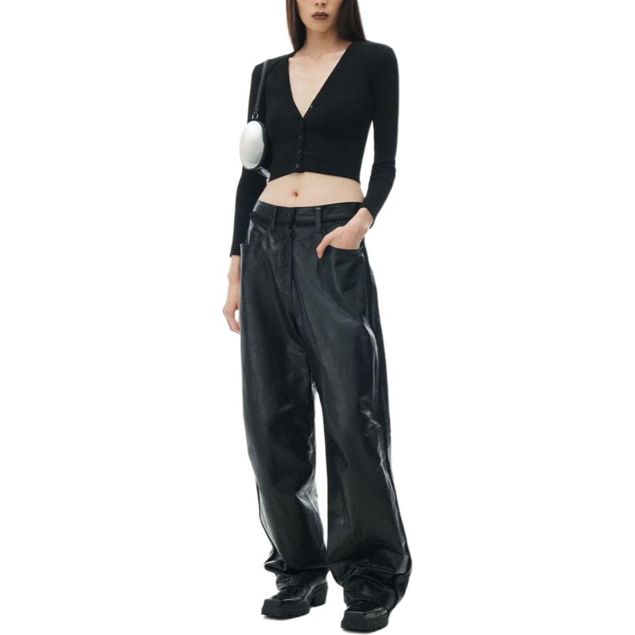 Длинный укороченный кардиган с тиснением Alexander Wang, черный — фото 3
