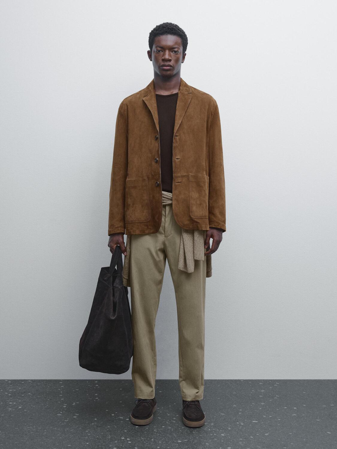 

Брюки-Сигареты из хлопковой смеси Massimo Dutti, зеленый