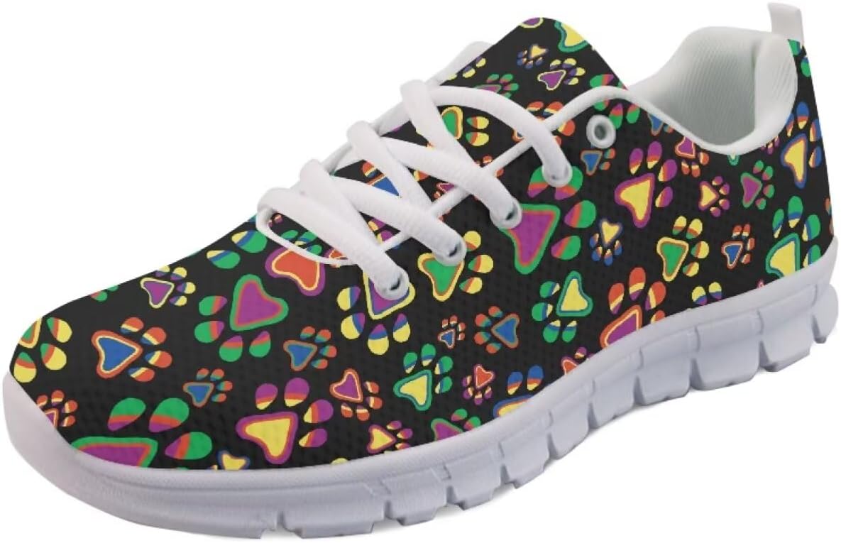 

Винтажные кроссовки с американским флагом для мужчин и женщин кроссовки 4 июля Легкие беговые, теннисные и спортивные кроссовки Getelinseng, Rainbow Paw Print