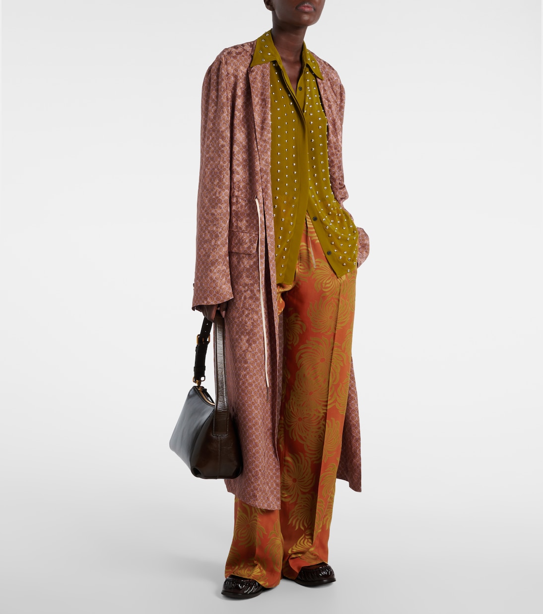 Лакированные кожаные лоферы Dries Van Noten, темно-коричневый — фото 3