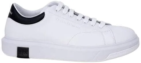 Кроссовки Armani Exchange Herren из натуральной кожи, простой дизайн, с напечатанным логотипом на задней части, белый/черный — фото 4