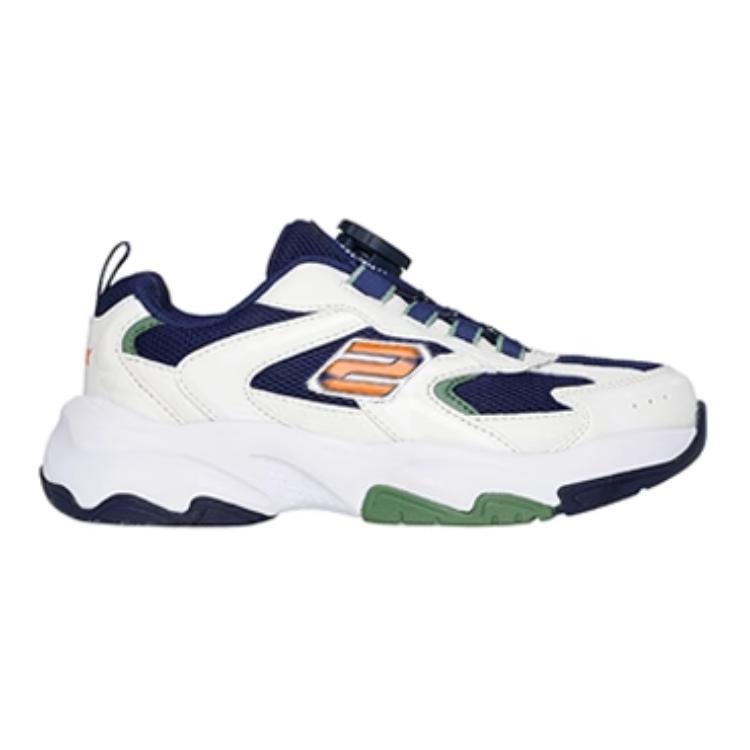 Skechers Kids Низкие детские кроссовки для повседневной носки, белые, синие, детские — фото 3