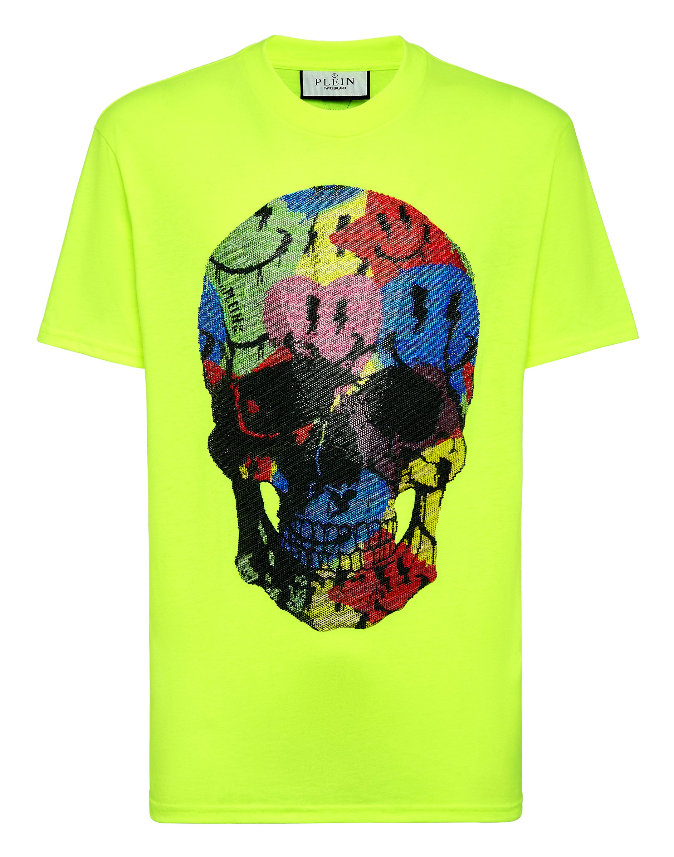 

Футболка с круглым вырезом SS Smile PHILIPP PLEIN, цвет yellow fluo