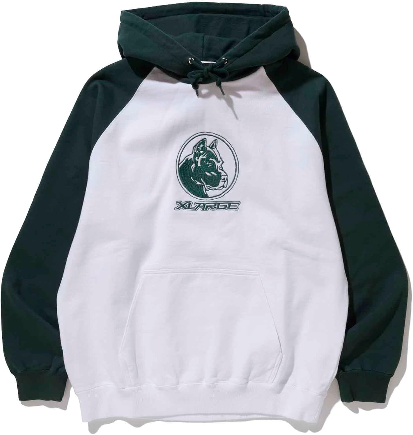 

Толстовка с капюшоном XLARGE с рисунком питбуля и рукавами реглан. Мужская толстовка с капюшоном, зеленый