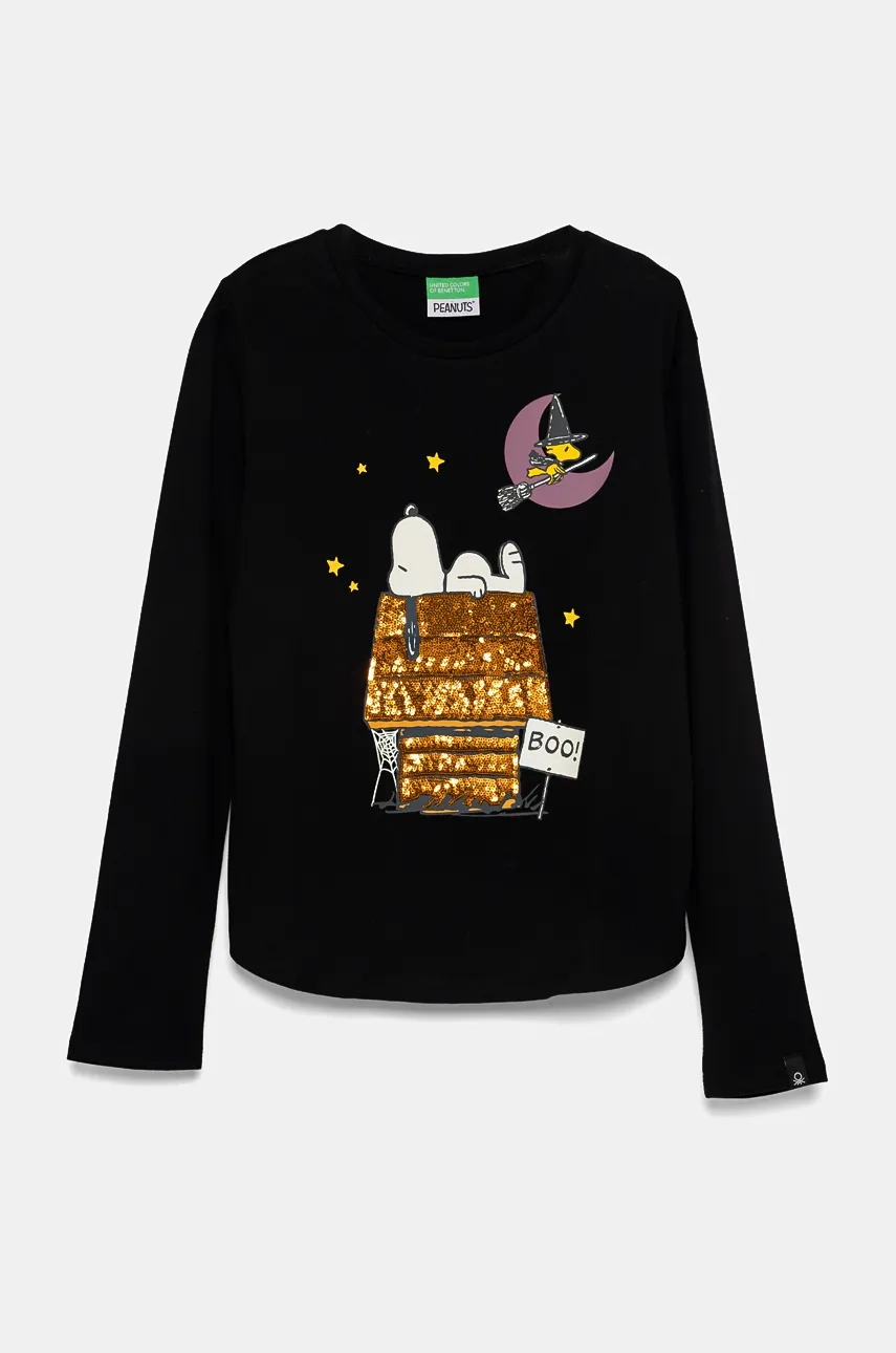 

Хлопковая рубашка с длинными рукавами для мальчиков и девочек United Colors of Benetton, черный