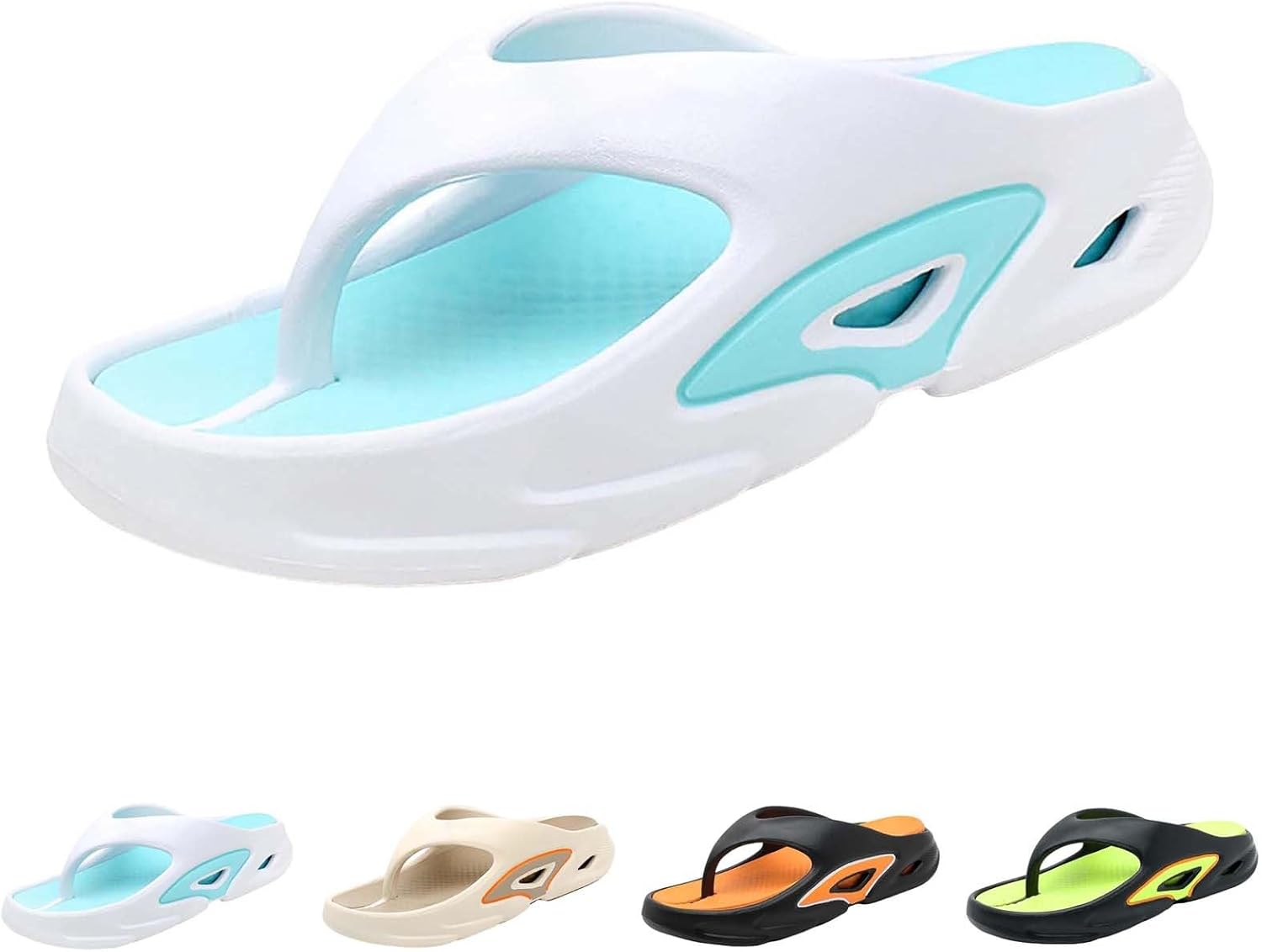 

Женские вьетнамки с поддержкой свода стопы, мужские шлепанцы с мягкой подкладкой, пляжные повседневные ортопедические тапочки на танкетке, слипоны с цветными вставками Generic, небесно-голубой