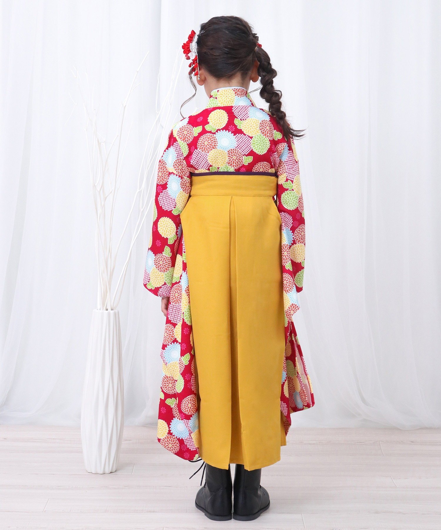 Детский удобный комплект хакама KYOETSU, 2. Red Chrysanthemum Roundabout
