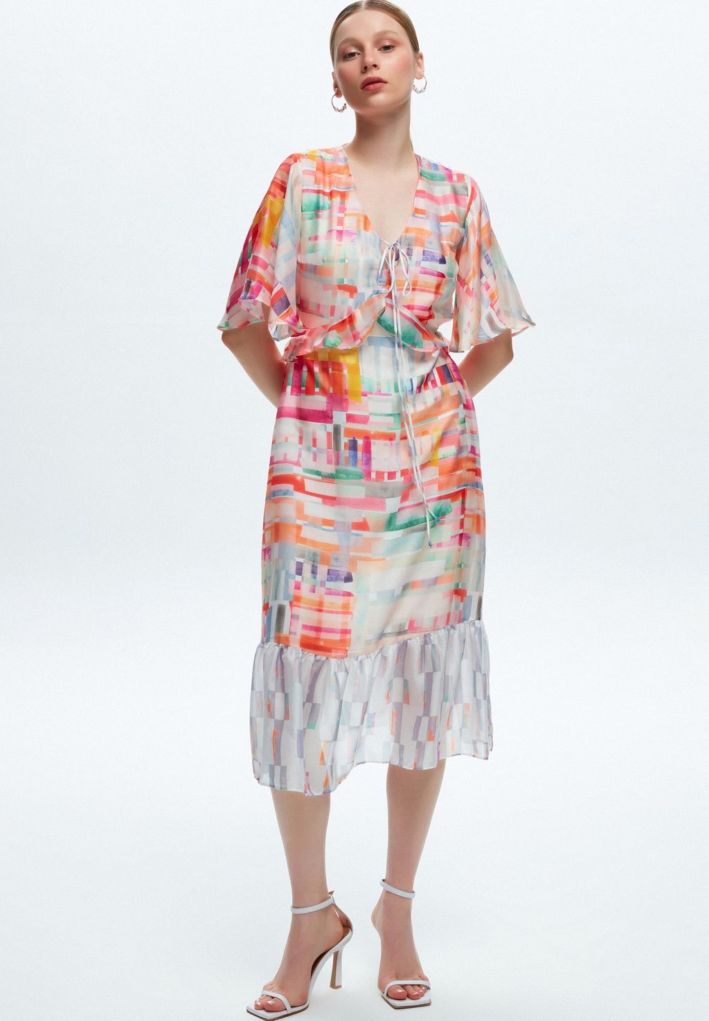 

Повседневное платье V COLLAR PATTERNED adL, фуксия