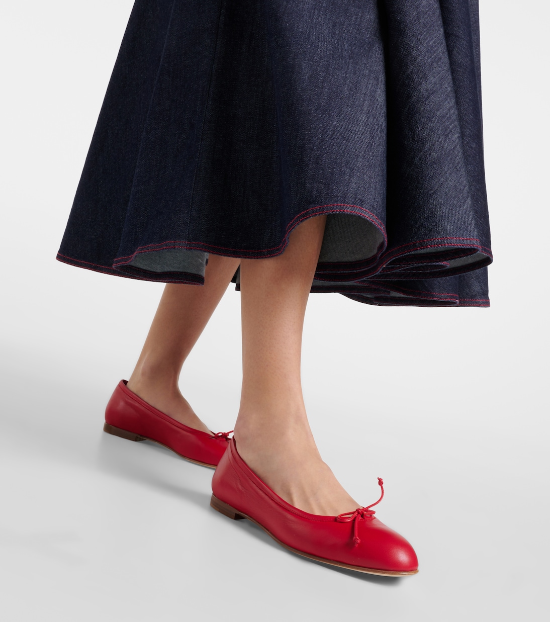 Балетки Veralli Verona из кожи Manolo Blahnik, красный — фото 4
