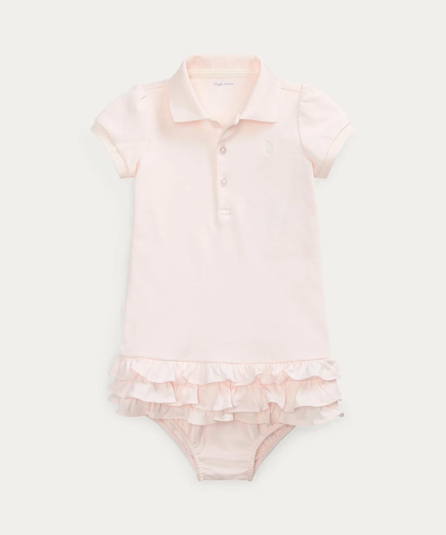 (Детское) Платье-поло с оборками и панталоны Polo Ralph Lauren, цвет 650 Pink — фото 2