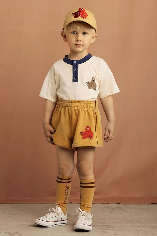 

Детская хлопковая кепка с козырьком Camp Rodini Mini Rodini, желтый