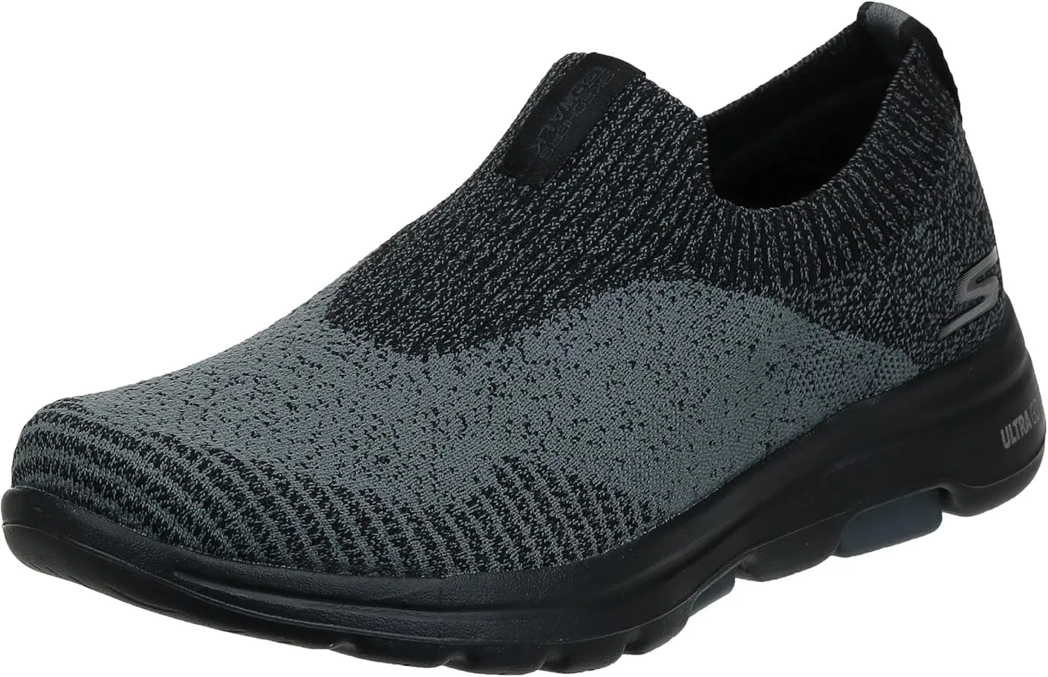 Мужские кроссовки Skechers Gowalk 5 Merrit для бега, эластичная посадка, вязаные, без шнурков, Black Charcoal