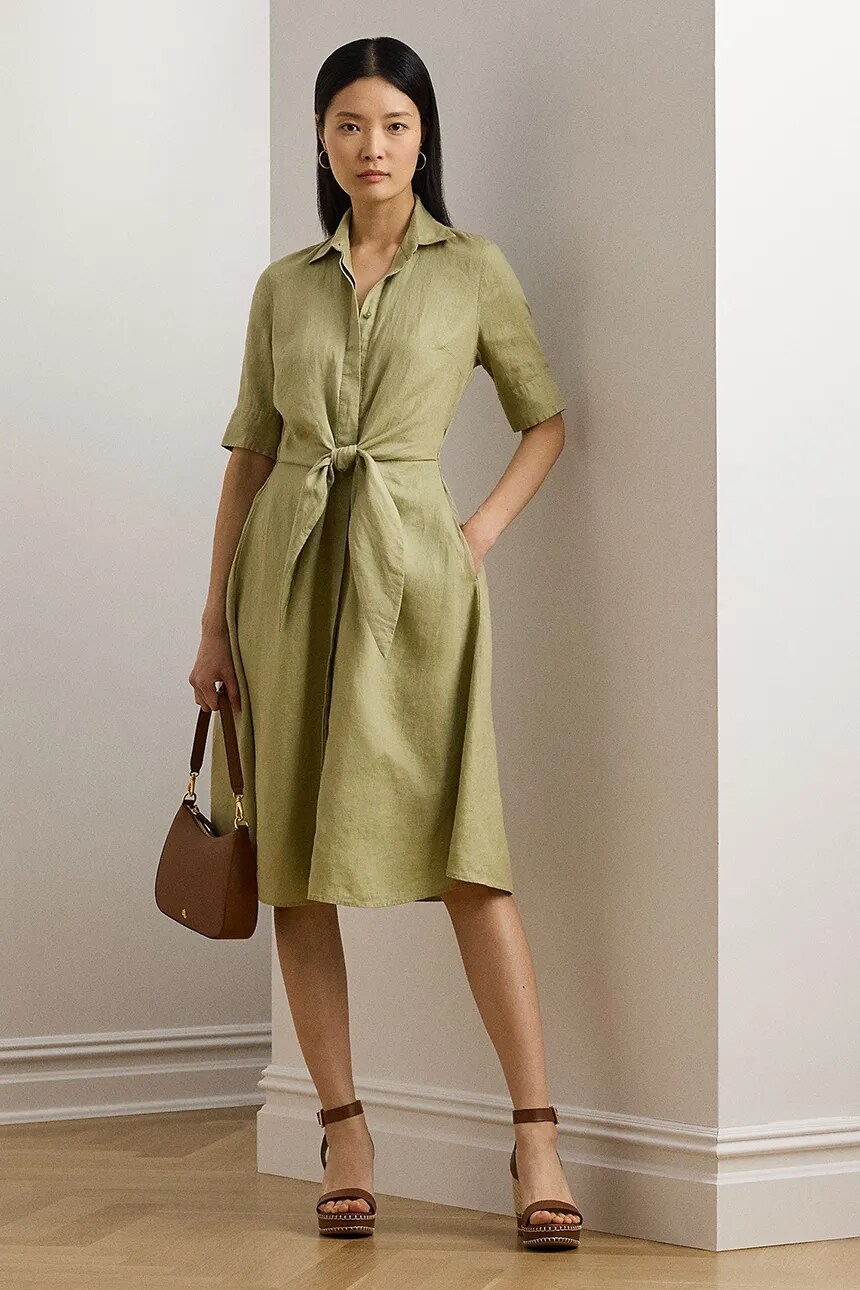 

Платье из льна Lauren Ralph Lauren, зеленый
