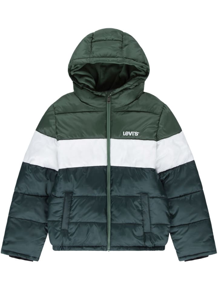 

Levi's Kids Стеганая куртка зелено-белого цвета