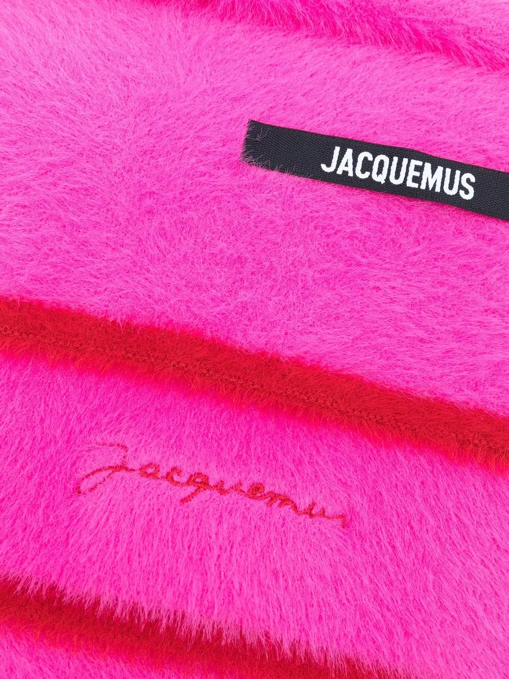 Фактурный шарф с вышитым логотипом Jacquemus, розовый — фото 3