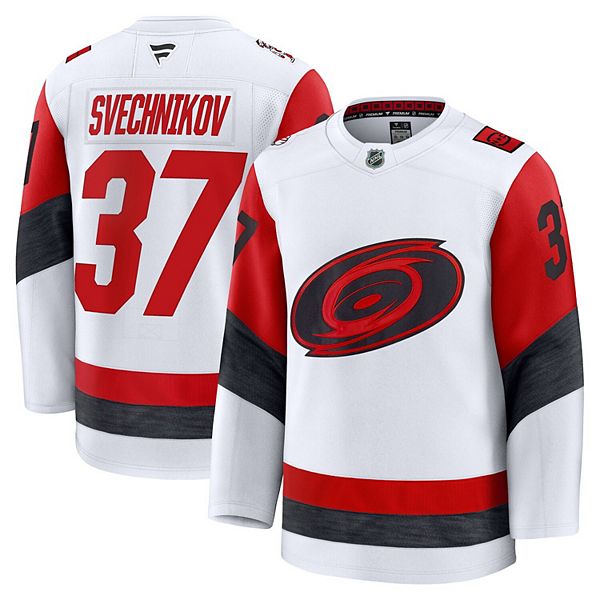

Мужская футболка Andrei Svechnikov Carolina Hurricanes Away Premium белая Fanatics