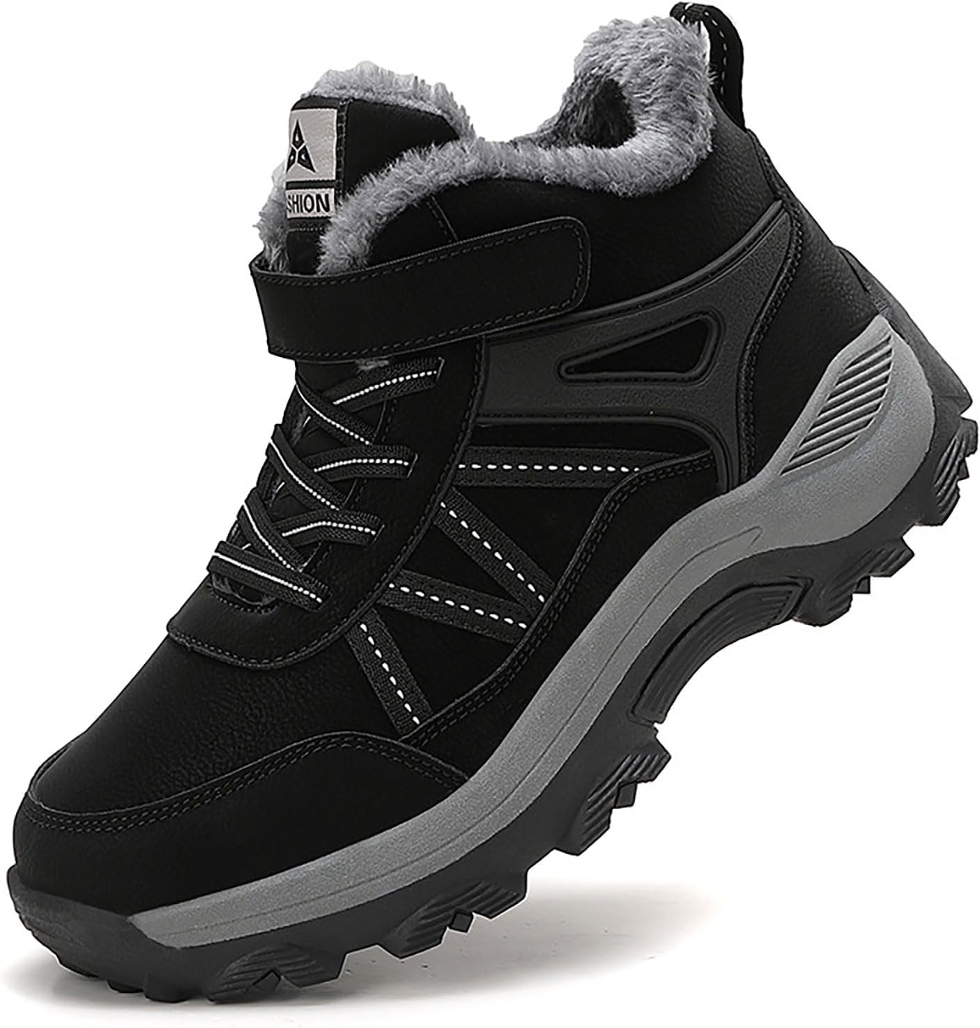 

Мужские зимние водонепроницаемые ботинки на платформе с удобной шнуровкой, регулируемым крючком и петлей, утепленные мехом, с противоскользящей подошвой и поддержкой свода стопы, для ходьбы, походов и альпинизма, катания на лыжах Xhognls, черный