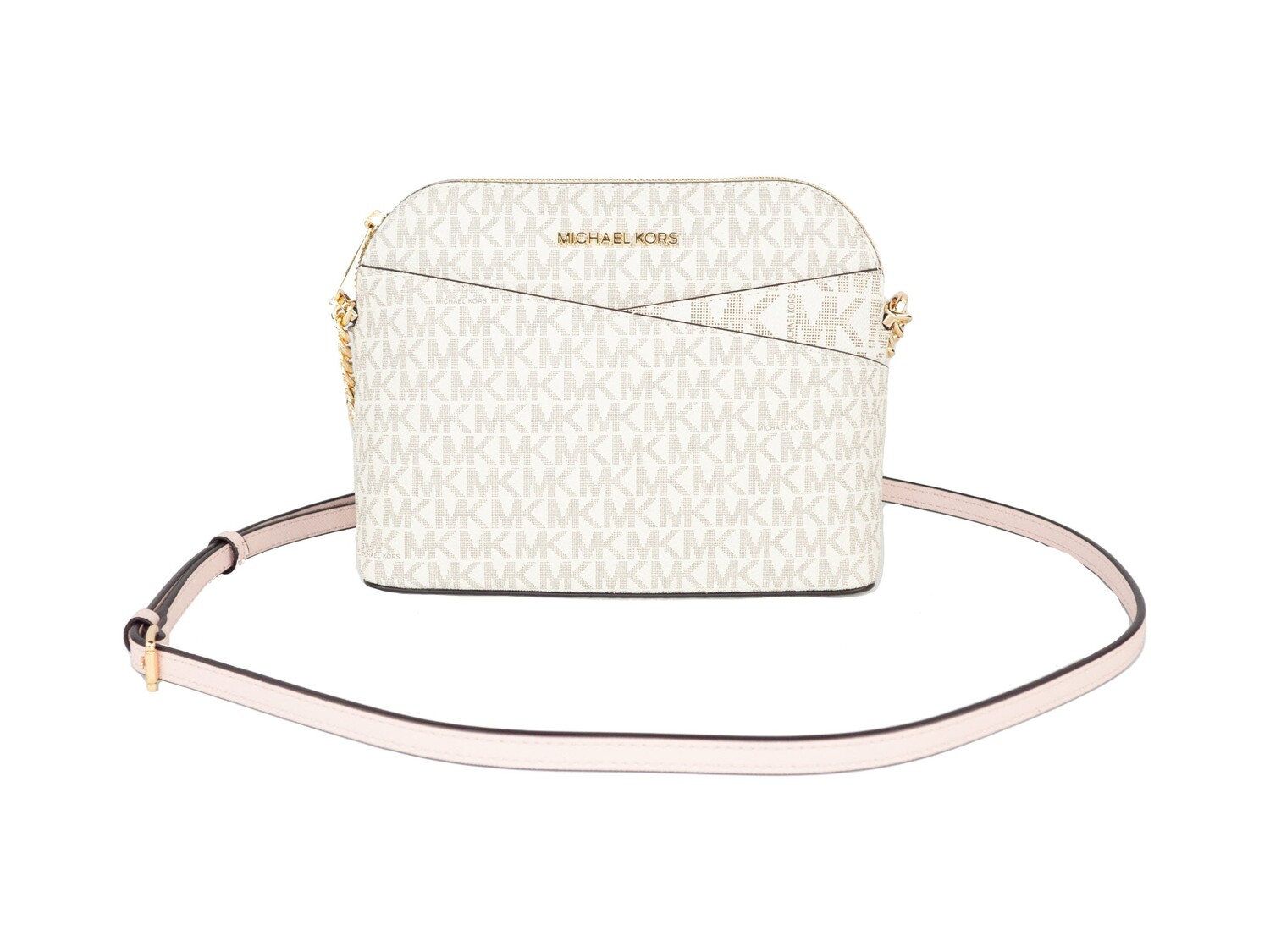 

Michael Kors Jet Set Travel Средняя кожаная сумка через плечо с крестообразным куполом, слоновая кость