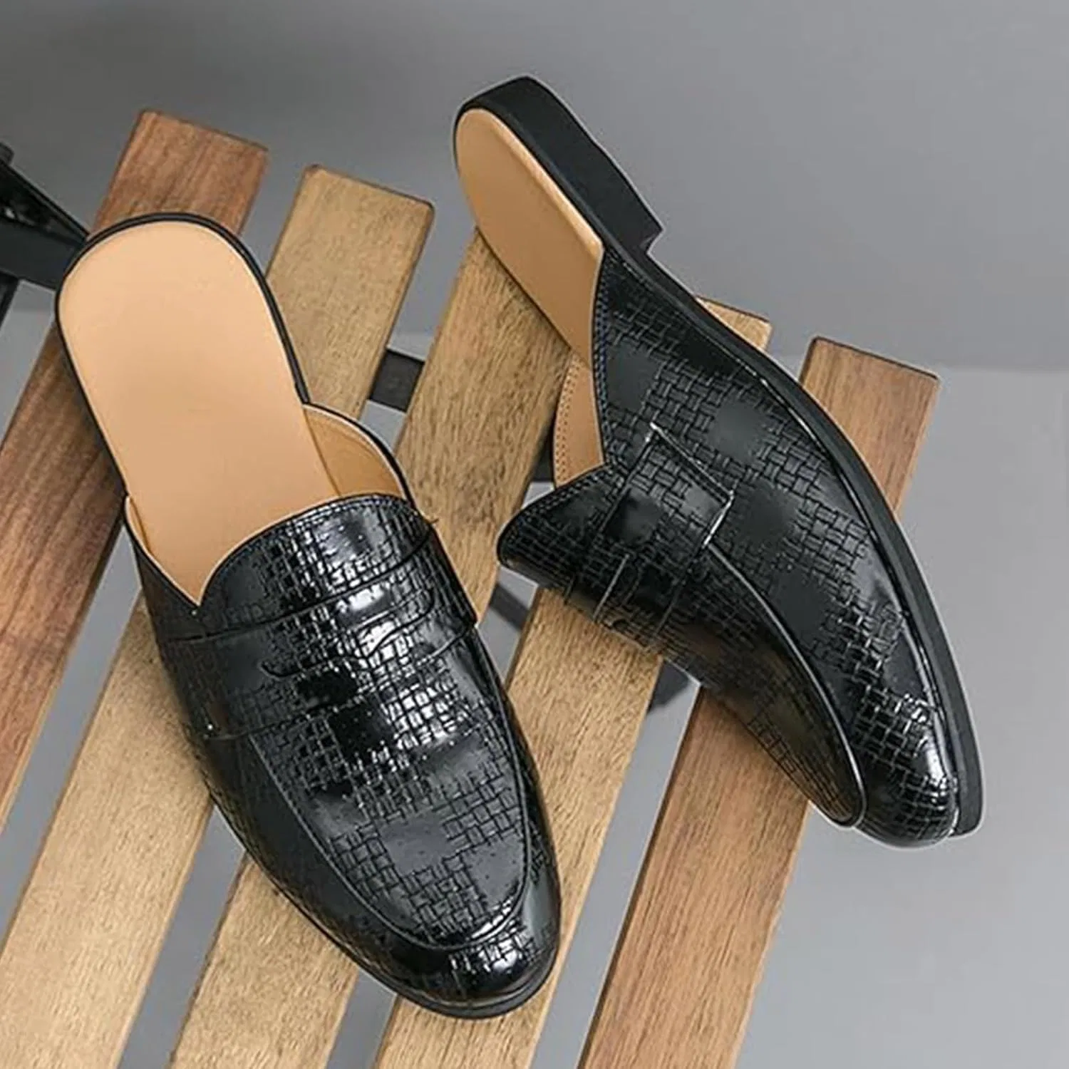 Мужские мюли из натуральной кожи, Loafers & Slip-Ons, Black Xinduoyu — фото 4