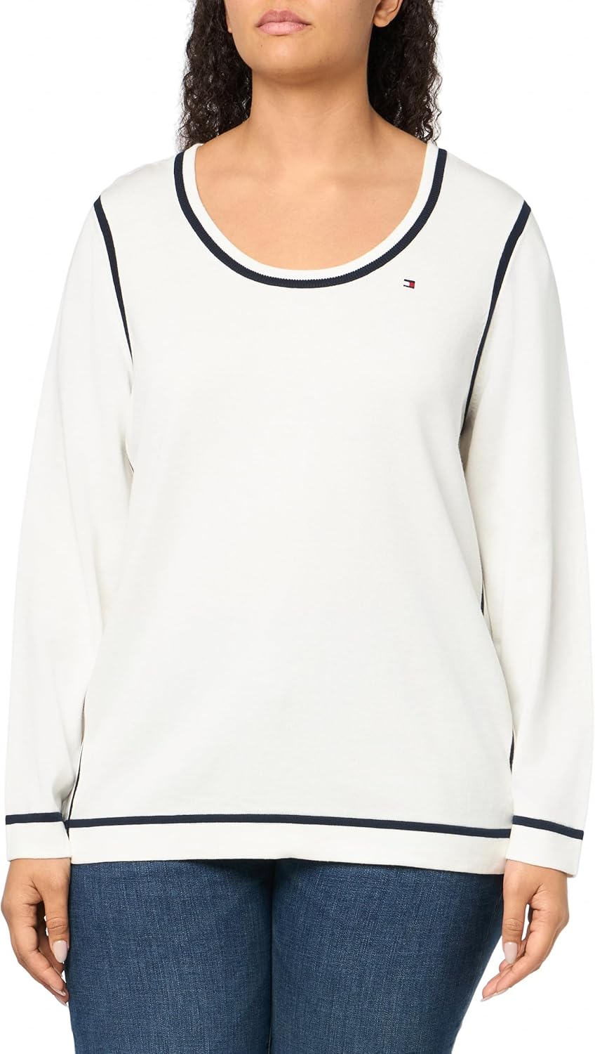 

Женский спортивный свитер Tommy Hilfiger с длинным рукавом, Ivory/Sky Captain